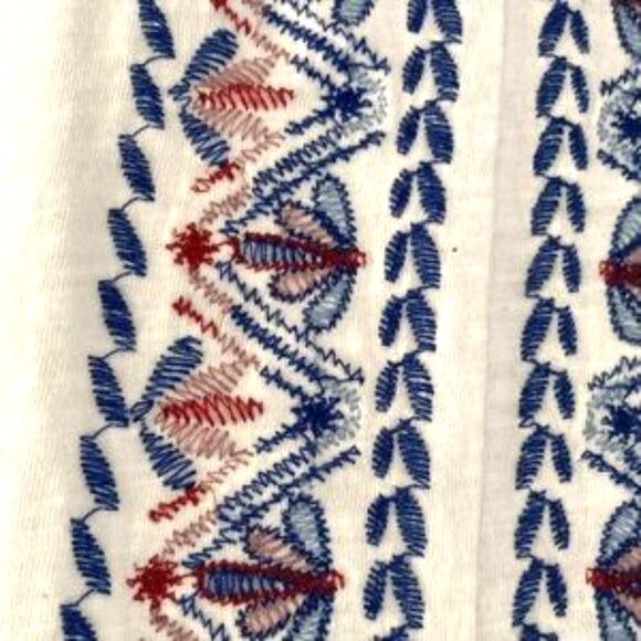 KNOX ROSE White V Neck Embroidered Boho Bohemian Short Sleeve Top Womens XL - Picture 4 of 11